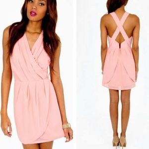 Tobi Light Pink ‘Tink’ Mini Wrap Cross Back Dress